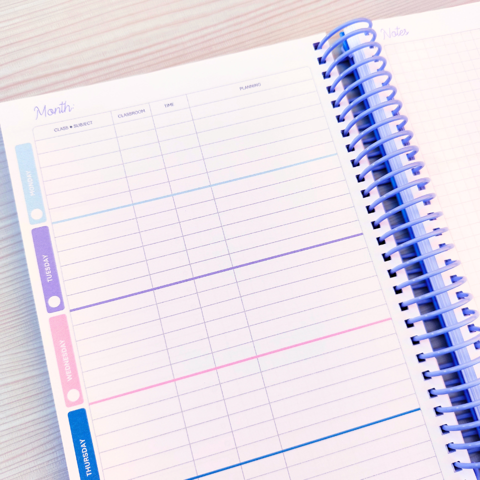 Agenda Docente en Inglés — Sin fechas (Personalizable)