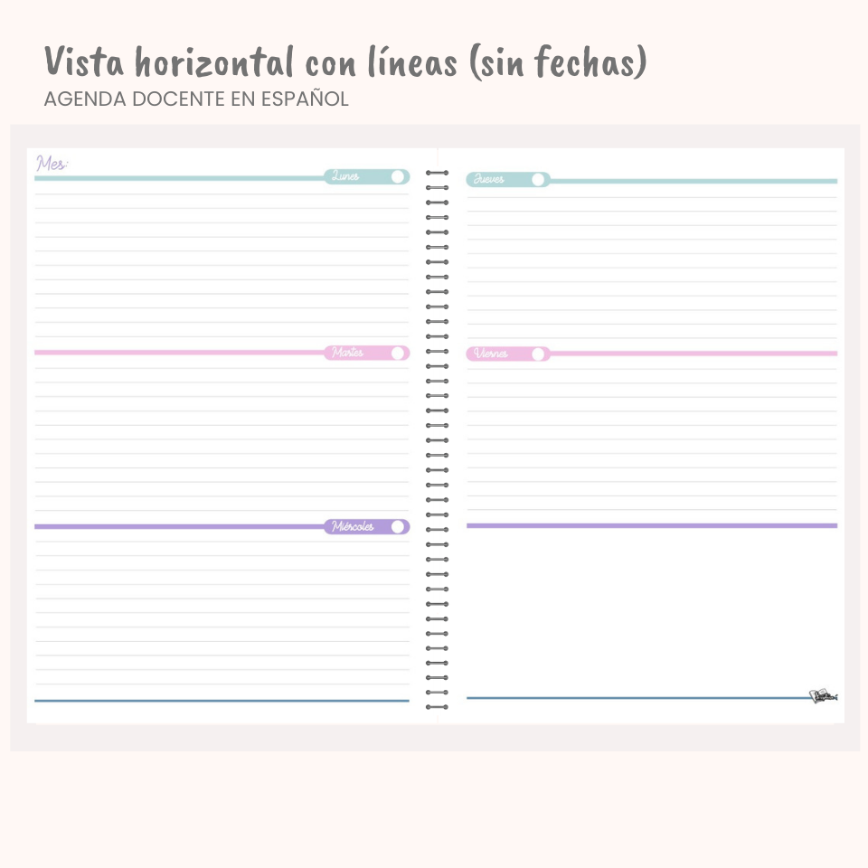 Agenda Docente en Español — Sin fechas (Personalizable)