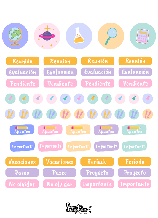 Lámina de 61 stickers profes