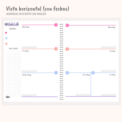 Agenda Docente en Inglés con fechas
