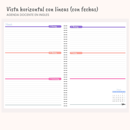 Agenda Docente en Inglés con fechas