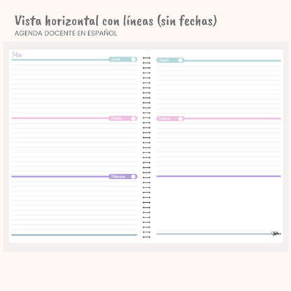 Agenda Docente en Español — Sin fechas (Personalizable)