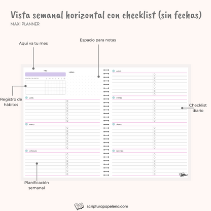 Maxi Planner anual sin fechas