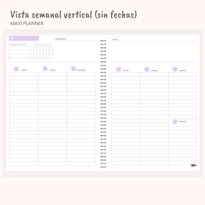 Maxi Planner anual sin fechas