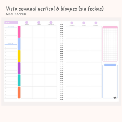 Maxi Planner anual sin fechas