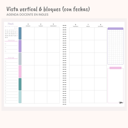 Agenda Docente en Inglés con fechas